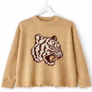 PacSun Tan Tiger Graphic Sweater